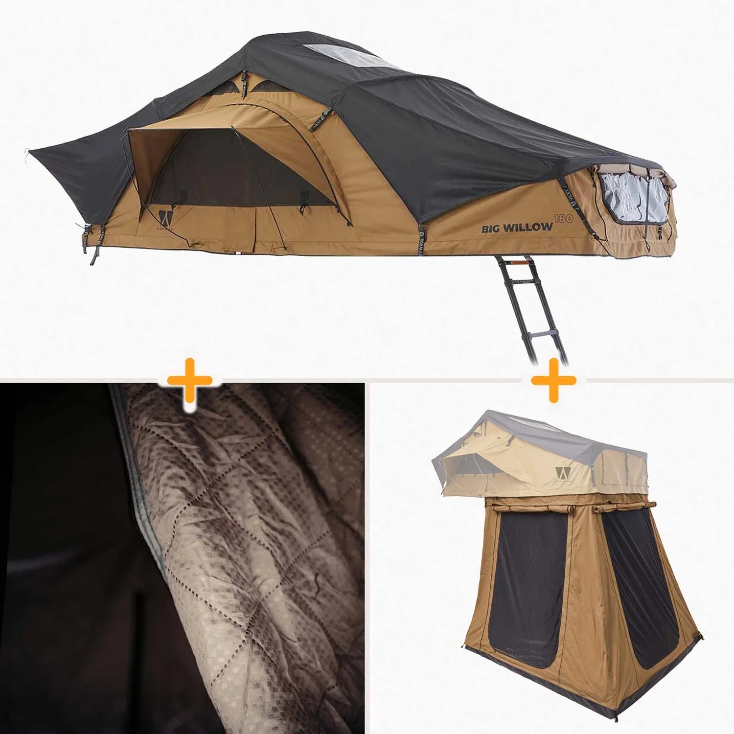 Bundle-Deal Dachzelt Vickywood BIG WILLOW 4.0 180 goldbraun