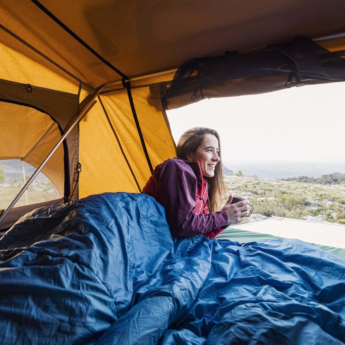 Dachzelt Desert 220cm sandfarben mit Vorzelt von Horntools -