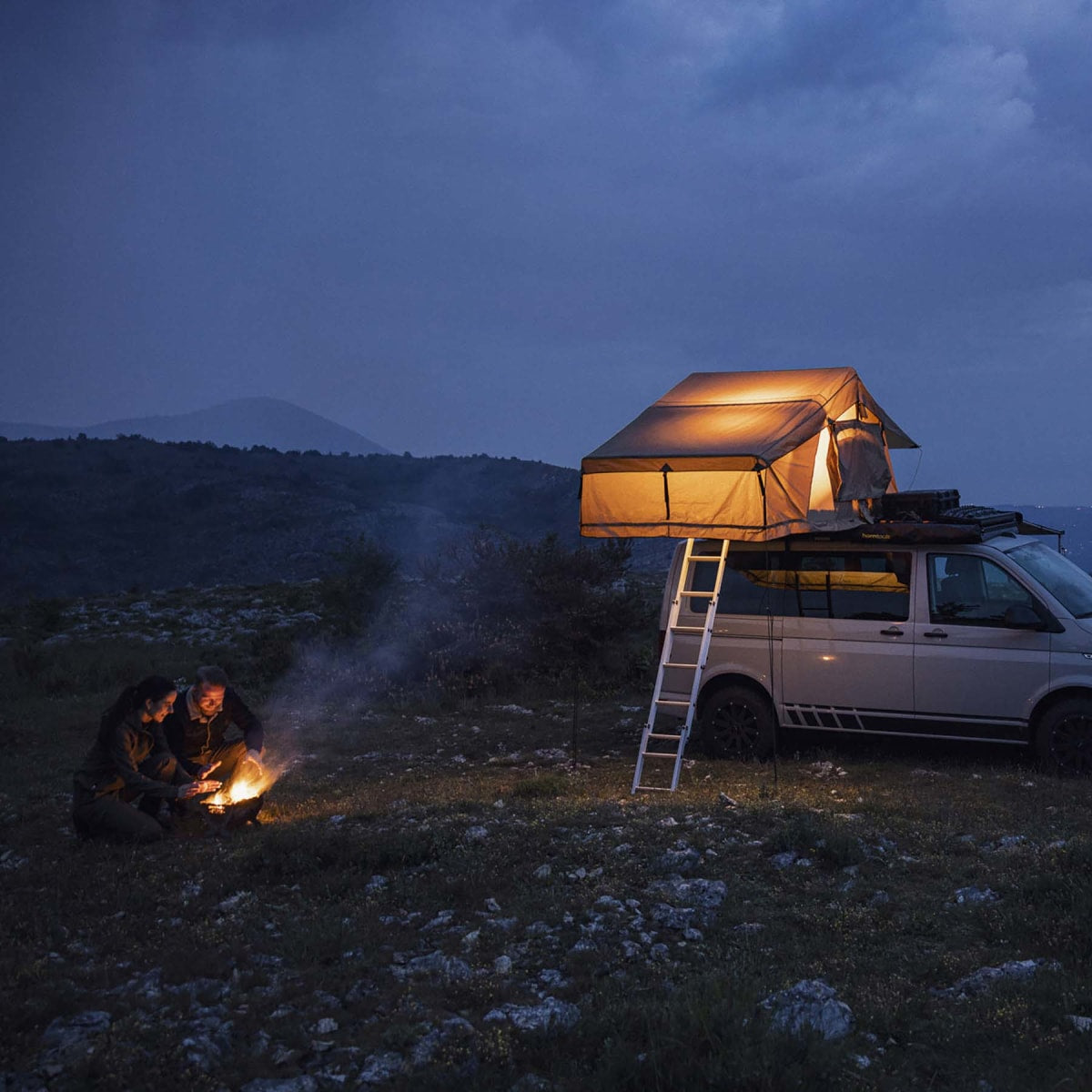 Dachzelt Desert 220cm sandfarben mit Vorzelt von Horntools -