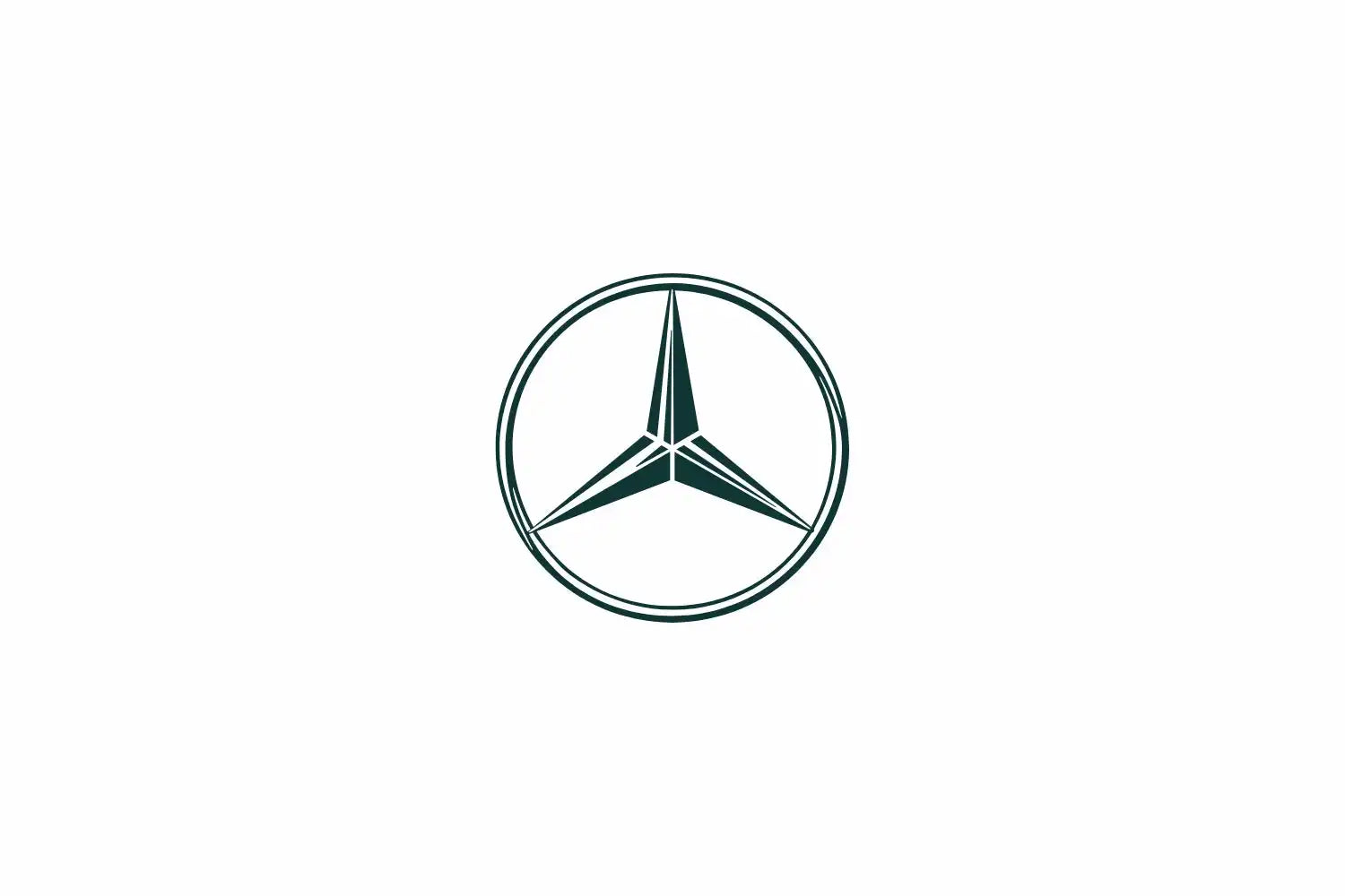 Dreizackstern-Logo von Mercedes-Benz, das in einem Kreis eingeschlossen ist.