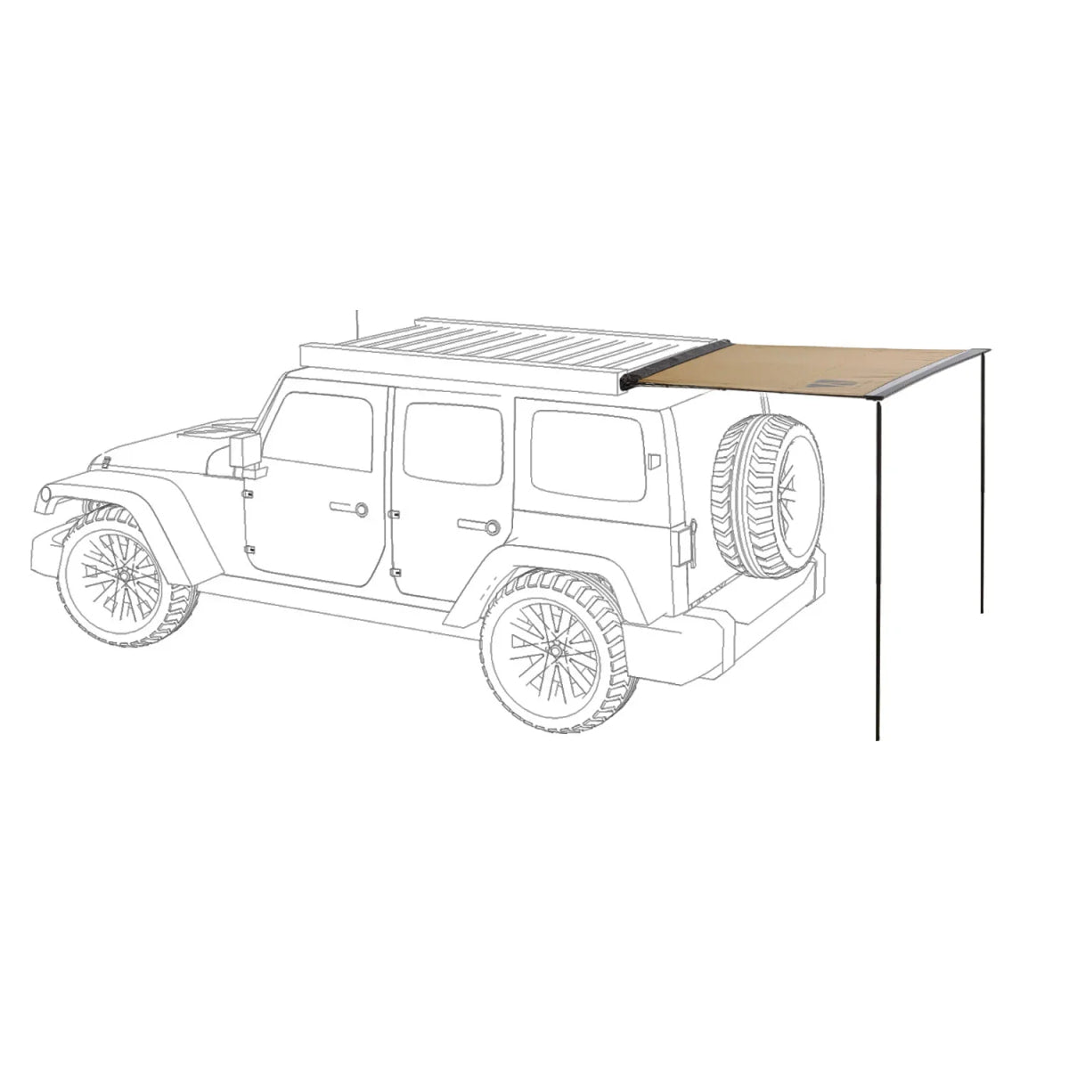 Heck Automarkise von Vickywood 140cm goldbraun - Zeltraum