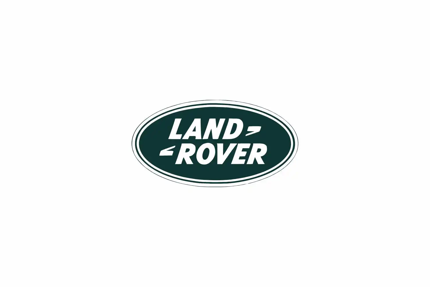 Das ovale grüne und weiße Logo von Land Rover.