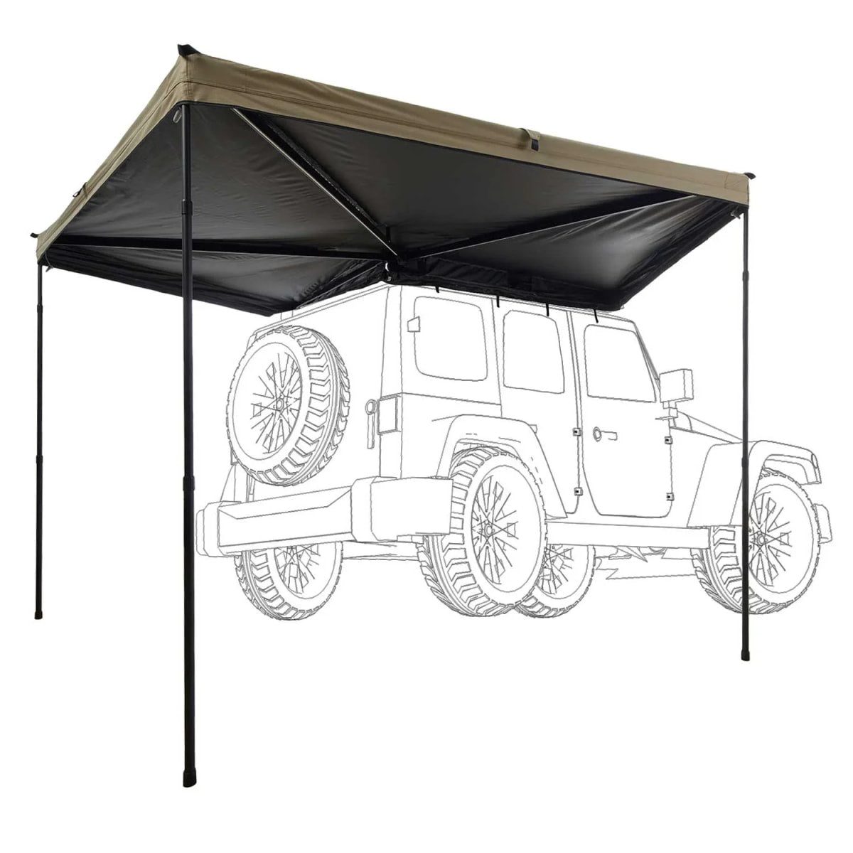 Seitenmarkise 270° LIGHT LEAF Freistehend Rechts 2m sand