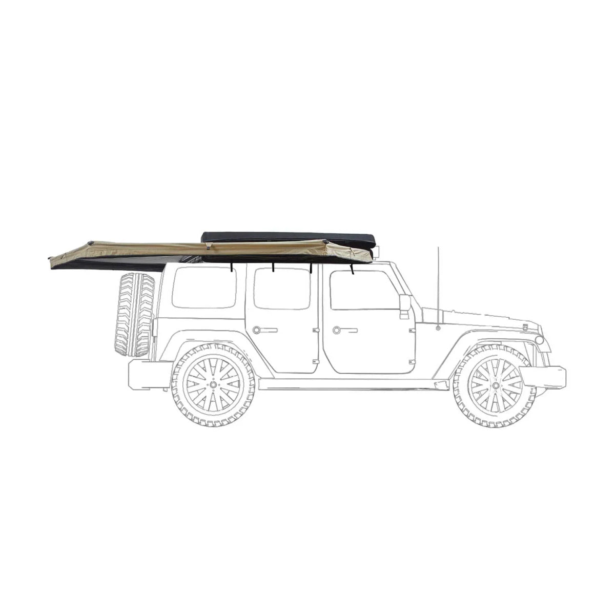 Seitenmarkise 270° LIGHT LEAF Freistehend Rechts 2m sand