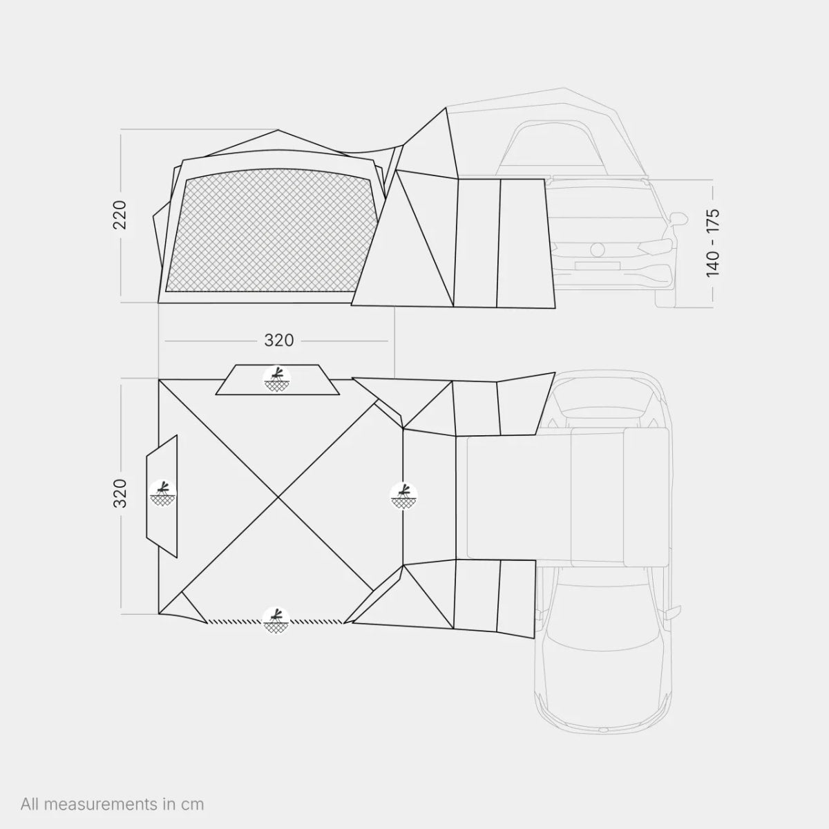 Vorzelt zu qeedo Dachzelt Hybrid 3 + - Quick Base Freedom