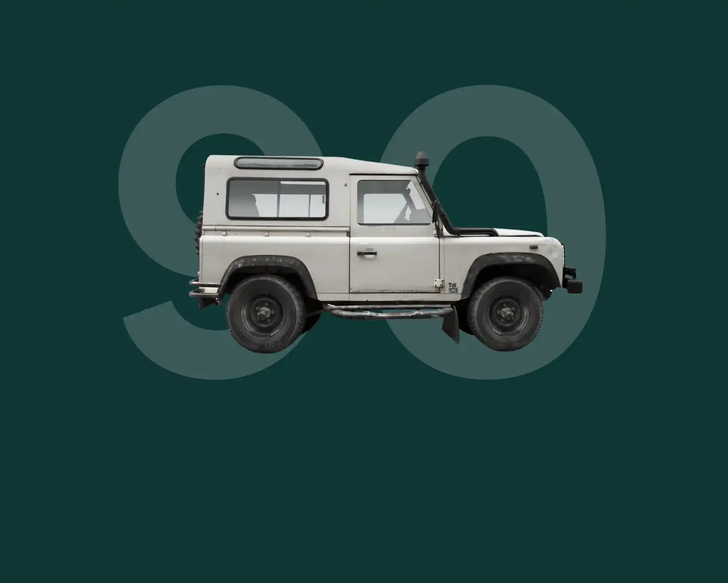 Weißer Land Rover Defender 90.