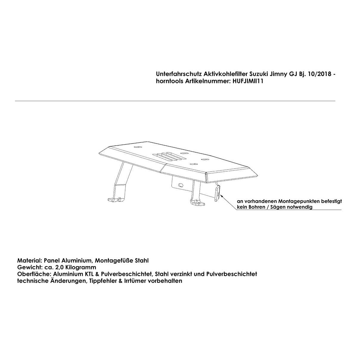 Unterfahrschutz Aktivkohlefilter für Suzuki Jimny II -