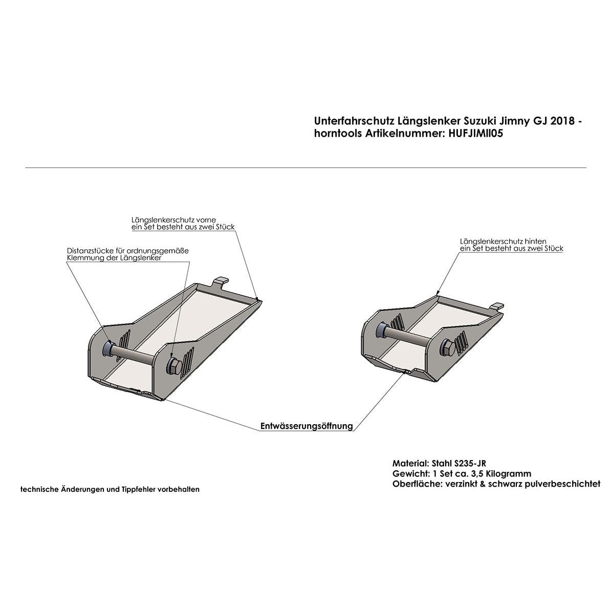 Unterfahrschutz Aufnahme Längslenker für Suzuki Jimny II -
