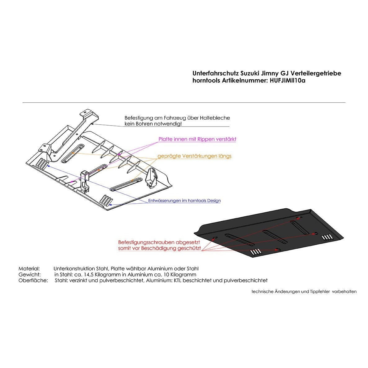 Unterfahrschutz Verteilergetriebe Stahl für Suzuki Jimny II