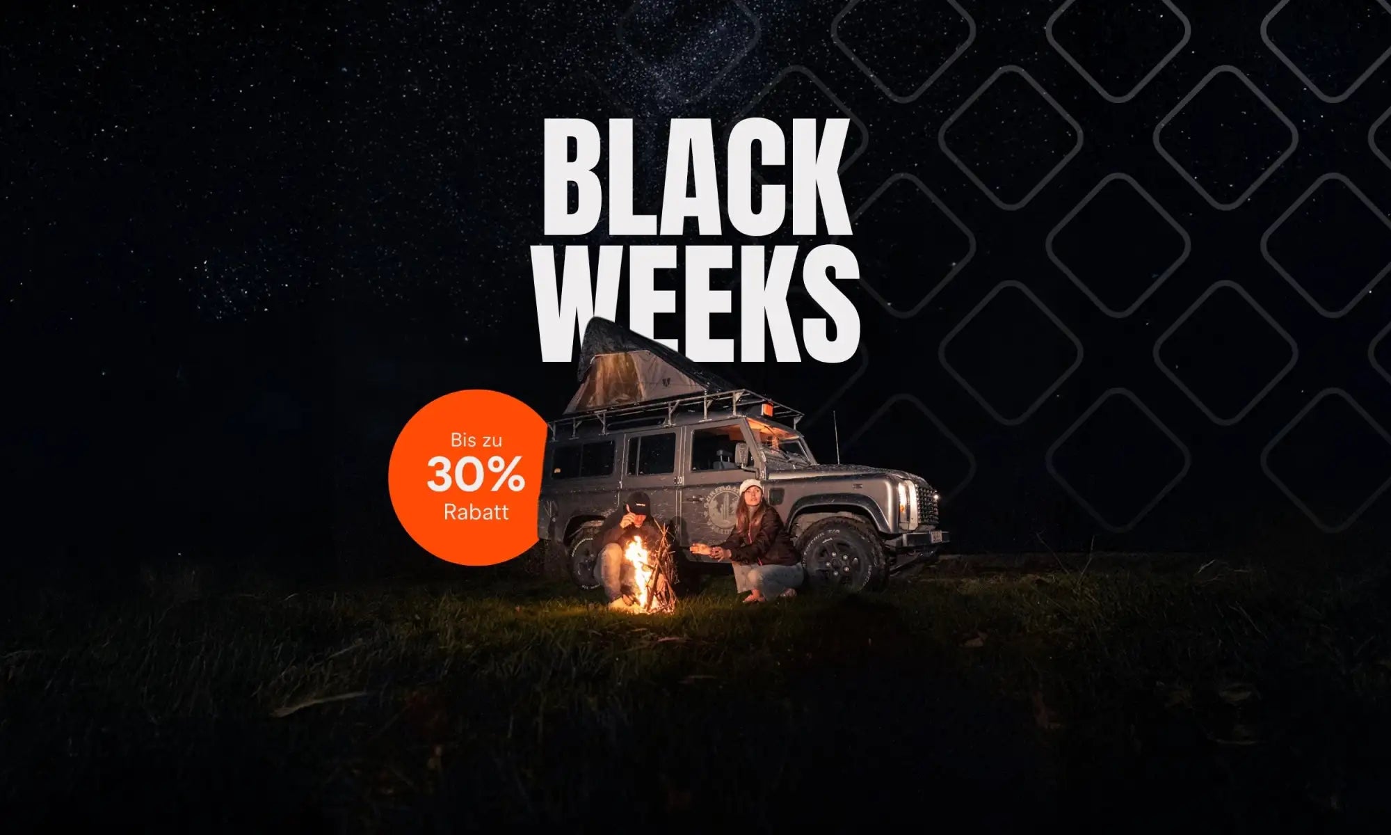 2019 Land Rover Defender 130 mit Dachzelt und Offroad-Zubehör.