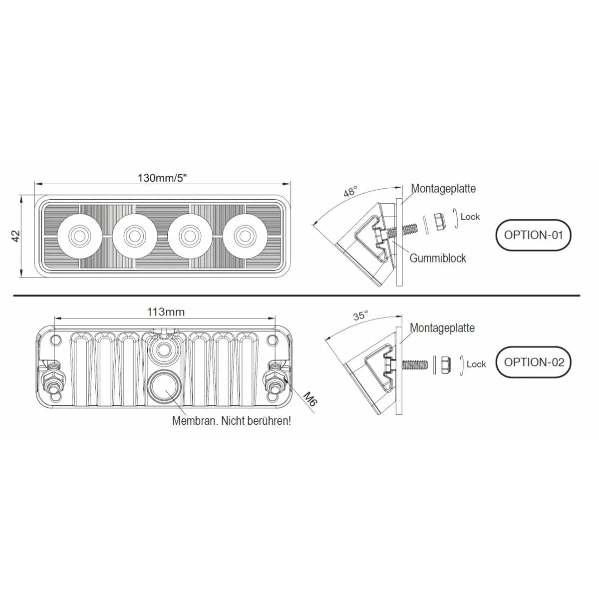 24W Rückfahrscheinwerfer 70° Modell RL006-F -