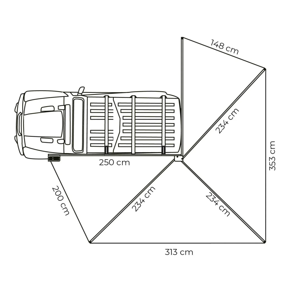 Auto Seitenmarkise 270° LEAF Links 250 cm grau - Markisen