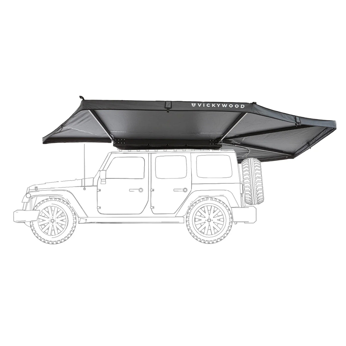 Auto Seitenmarkise 270° LEAF EXTENDED Links 200 cm grau