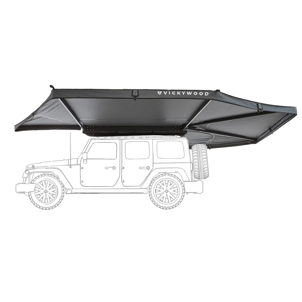 Auto Seitenmarkise 270° LEAF EXTENDED Links 250 cm grau