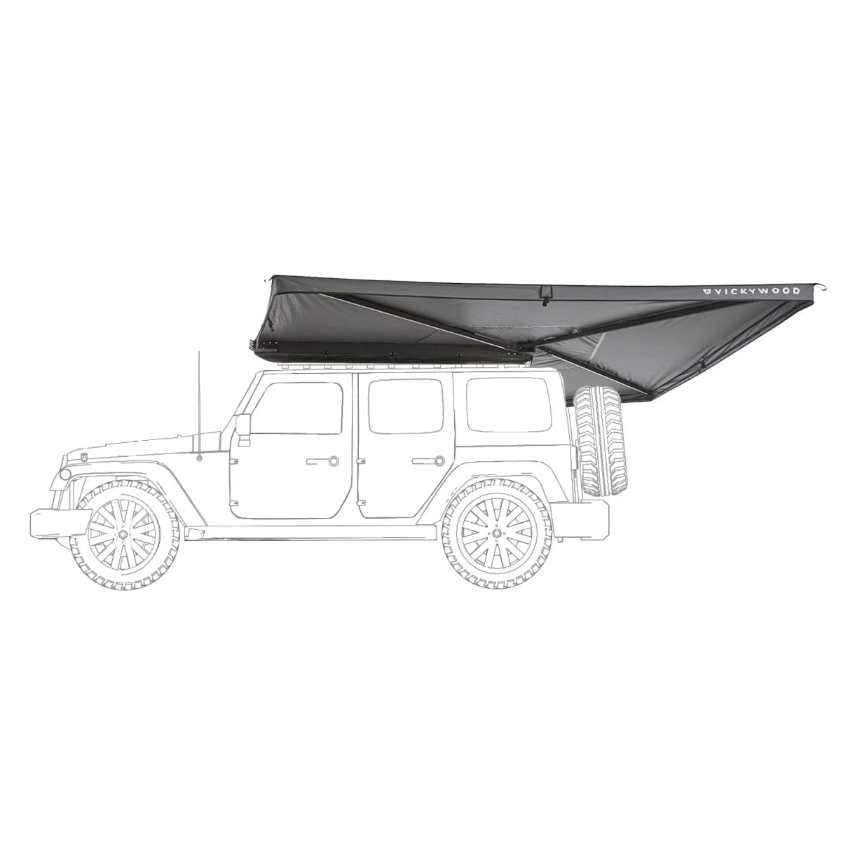 Auto Seitenmarkise 270° LEAF Links 250 cm grau - Markisen