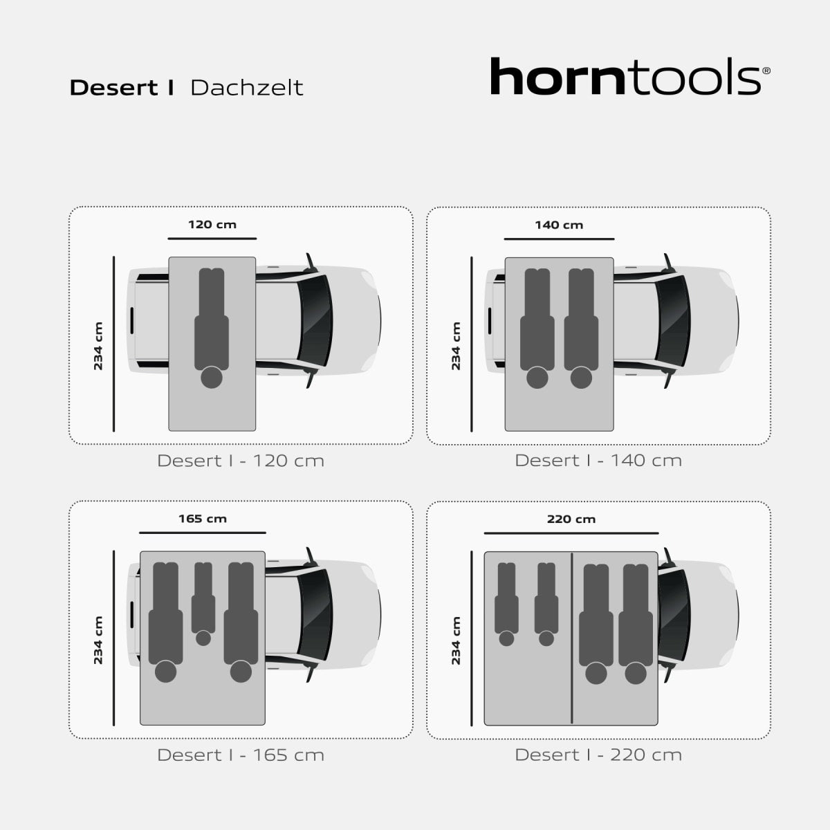 Dachzelt Desert 165cm sandfarben mit Vorzelt von Horntools -