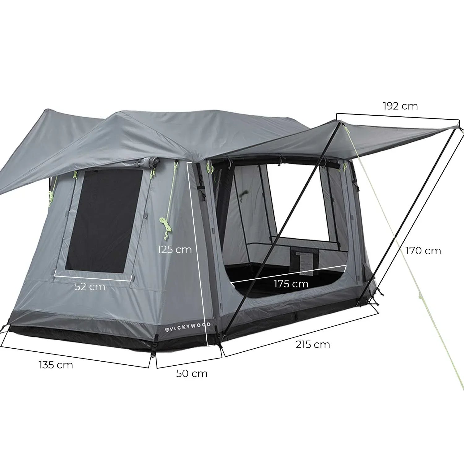 Freistehendes Campingzelt aufblasbar 140 grau