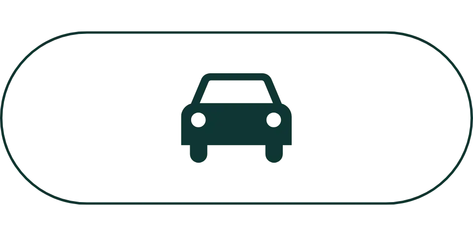 Grünes Auto-Symbol mit einfachem Design und abgerundeten Kanten.