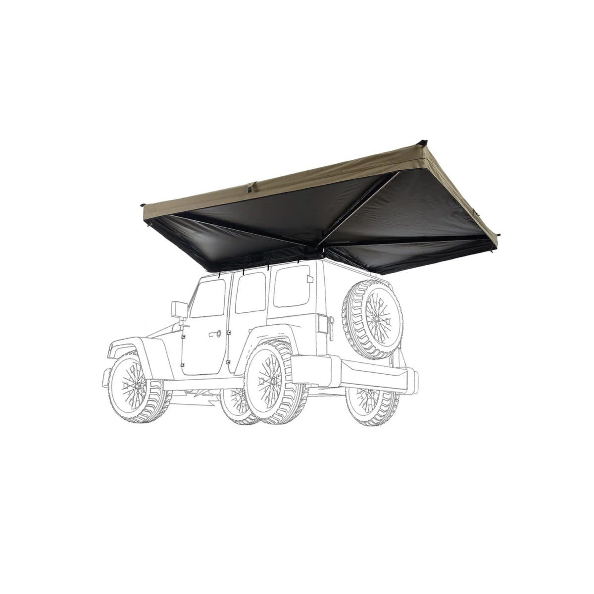 Seitenmarkise 270° LIGHT LEAF Freistehend Links 2m sand