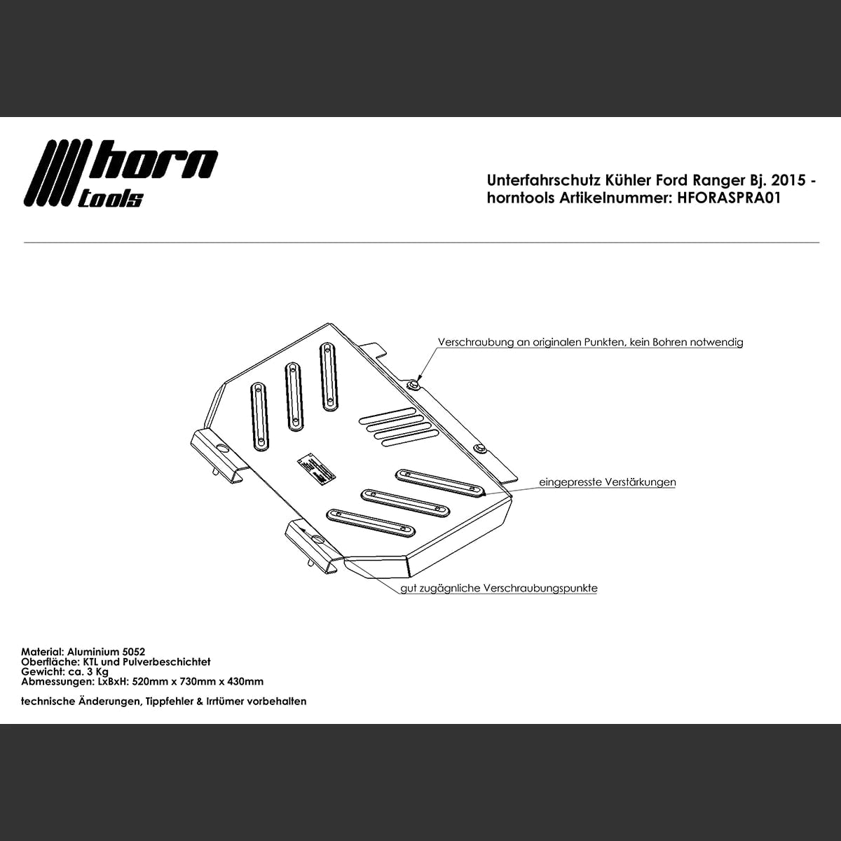 Unterfahrschutz SET - Tank AdBlue Motor Getriebe Kühler