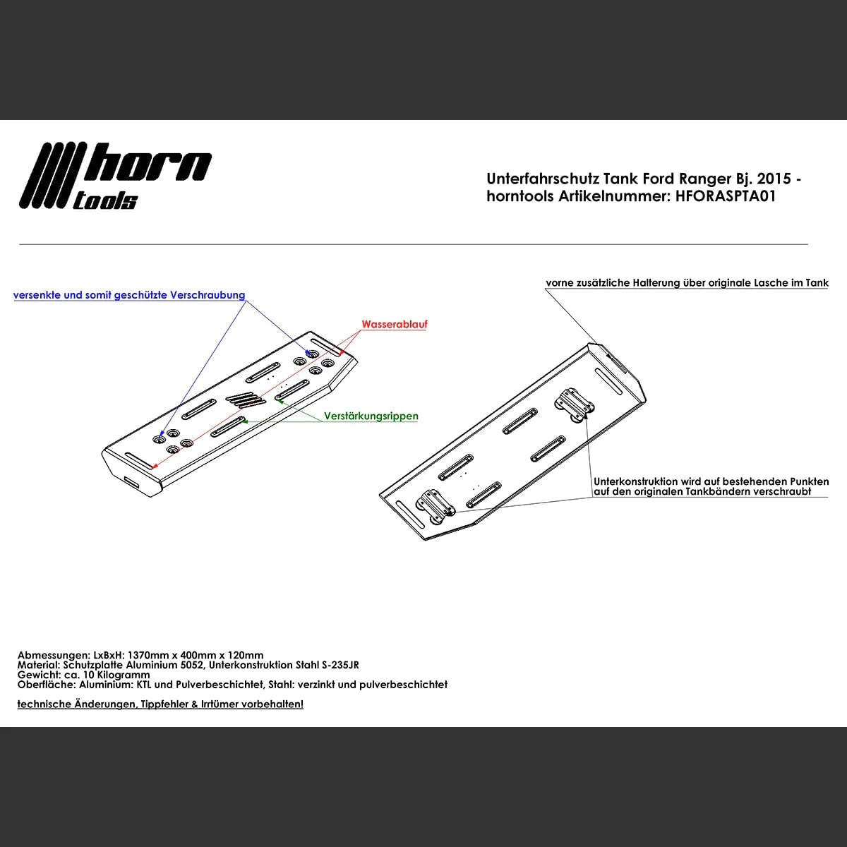 Unterfahrschutz SET - Tank AdBlue Motor Getriebe Kühler