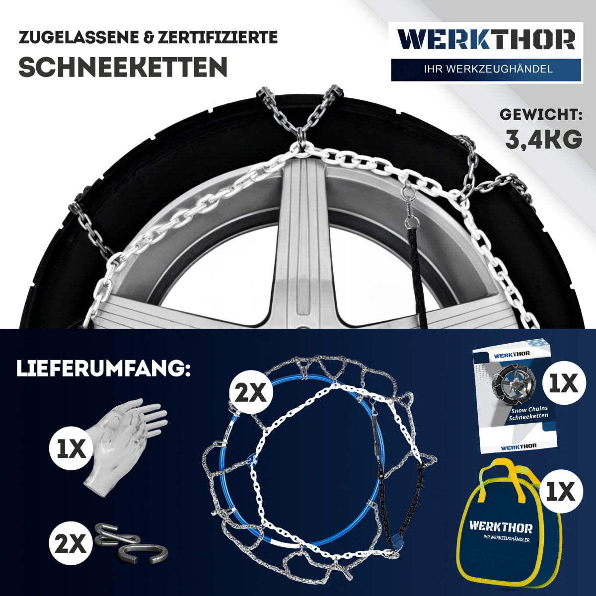 Zugelassene Schneeketten WT 70 - EU- & Ö-Norm zertifiziert