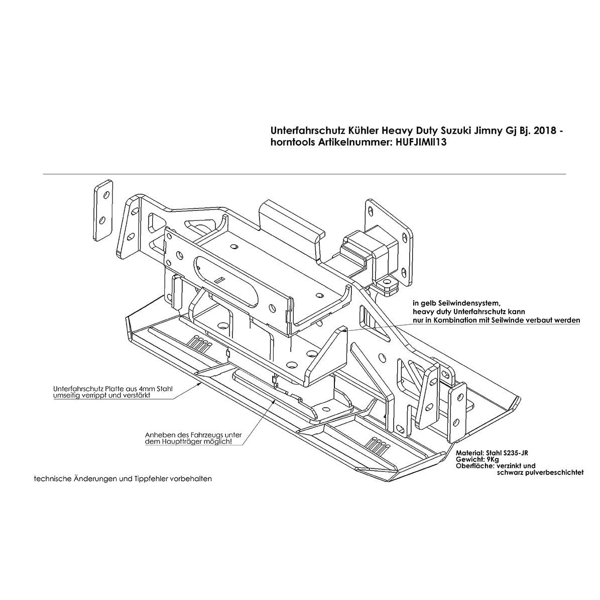 Unterfahrschutz Kühler in Verbindung mit Horntools Seilwinde