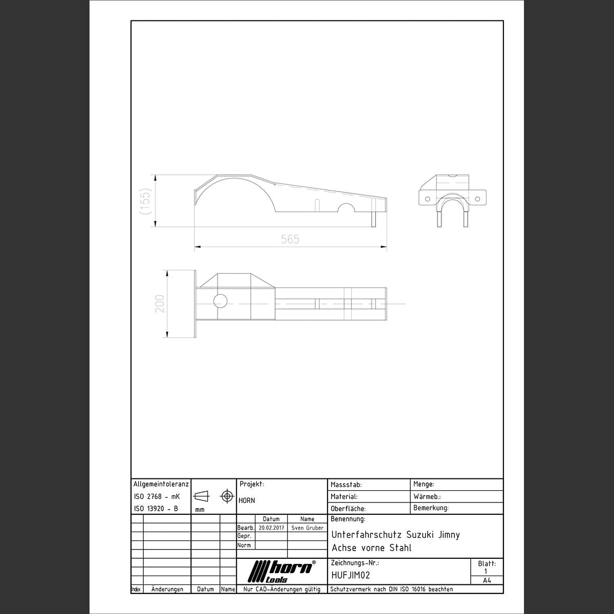 Unterfahrschutz Vorderachse Stahl für Suzuki Jimny I - 